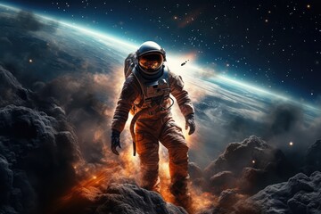 Wall Mural - astronaut exploring other worlds in outer space