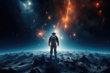 Wall Mural - Astronaut  exploring other worlds in outer space