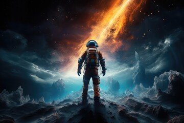 Wall Mural - astronaut exploring other worlds in outer space