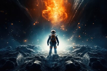 Poster - Astronaut  exploring other worlds in outer space