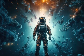 Wall Mural - astronaut exploring other worlds in outer space