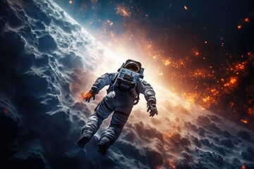 Wall Mural - astronaut exploring other worlds in outer space