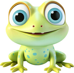 Wall Mural - cute frog in 3d style white background.