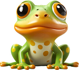 Wall Mural - cute frog in 3d style white background.