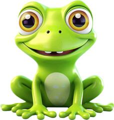 Wall Mural - cute frog in 3d style white background.