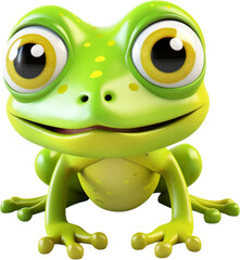 Wall Mural - cute frog in 3d style white background.