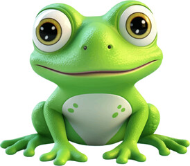 Wall Mural - cute frog in 3d style white background.