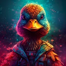 AI Generated Illustration Of A Duck With Vivid Colors