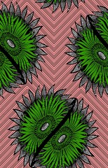 Wall Mural - african wax print fabric, ethnic overlap ornament seamless design, kitenge pattern motifs floral
