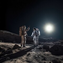 Canvas Print - astronauts exploring deep space
