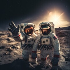Wall Mural - astronauts exploring deep space