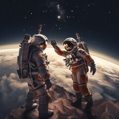 Canvas Print - Astronauts exploring deep space