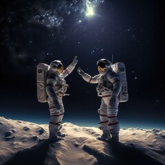 Wall Mural - astronauts exploring deep space