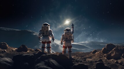 Wall Mural - astronauts exploring deep space