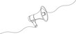 continuous single line drawing of bullhorn, megaphone announcement concept line art vector illustration
