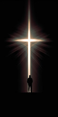 Wall Mural - cross in the dark, religion faith holy devotion - by generative ai