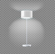 © YURII - Realistic floor lamp. modern electric torchere with light isolated on transparent background. illustration light furniture set for illumination interior. Vector