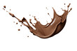 Isolated chocolate milk splash, isolated on transparent background cutout, png