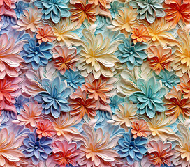  3D Flower Seamless Pattern