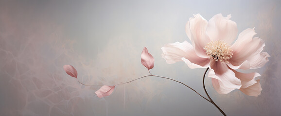 a softly graceful flower against a muted backdrop background.