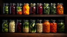 Fermented Vegetables In Jars. Generative Ai