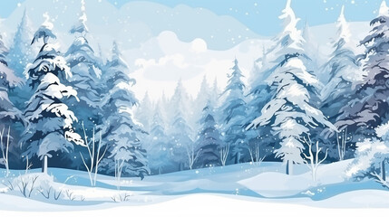 Wall Mural - winter forest landscape. Generative AI.