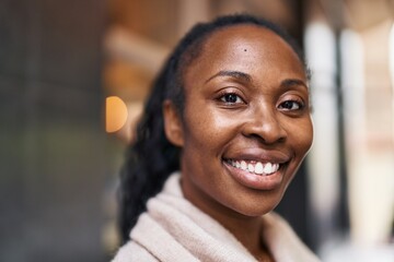 Sticker - African american woman smiling confident standing at street