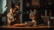 Dog and cat in the kitchen. Generative AI