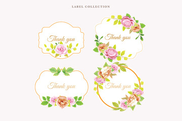 elegant floral and leaves label in vintage style