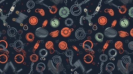 Background pattern with colorful objects. Generative AI