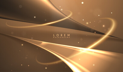 Abstract golden shapes and light lines background
