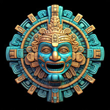 A Gold Inca Mayan Aztec God Head Metal Emblem. 3D Style Artifact Metal Badge. Coat Of Arms Inca God Head. Inca God Head Metal Insignia. Mayan Badge. Ancient Medallion. Apu God