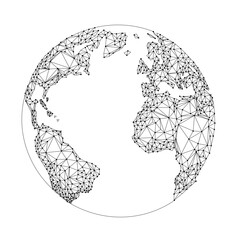 Global network connection. World map point and line.