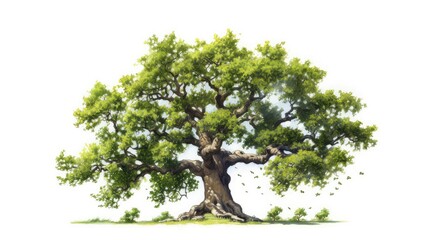 Majestic oak tree watercolor illustration - Generative AI.