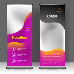 Business Roll up banner beauty template design, for brochure, business, flyer, infographics. modern x-banner and flag-banner advertising. vector illustration