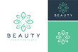 © Foonaz - Simple beauty mandala foliage green floral leaf, luxury natural flower pattern for Organic Cosmetic Nutrition logo design