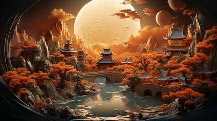 Wall Mural - Mid Autumn Festival 29th September Generative AI