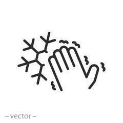 frozen hand icon, frostbite limb, thin line symbol - editable stroke vector illustration