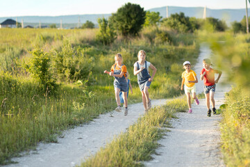 Wall Mural - children on a walk in the summer