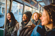 © MVProductions - A diverse group of people commencing their morning commute on a city bus