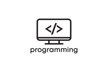 Programming coding icon logo design vector template