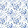 Vintage French Floral Toile Blue pattern