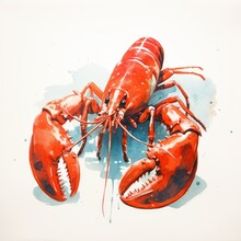 Lobster In Retro Style. Generative AI