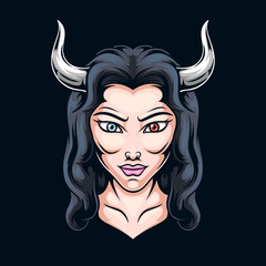 Wall Mural - devil girl mascot logo design