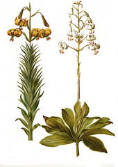 Poster - Pyrenäen-Lilie, Lilium pyrenaicum, Türkenbund, Lilium martagon, oder auch Türkenbund-Lilie