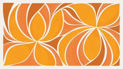Abstract art autumn background vector. Botanic fall season hand drawn pattern design with leaves branches. Simple contemporary style illustrated Design for fabric, print, cover, banner, wallpaper.