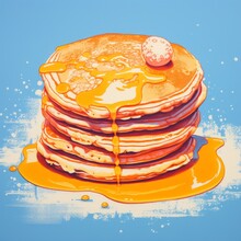 Pancakes In Retro Style. Generative AI