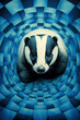 badger in the style of optical illusion paintings