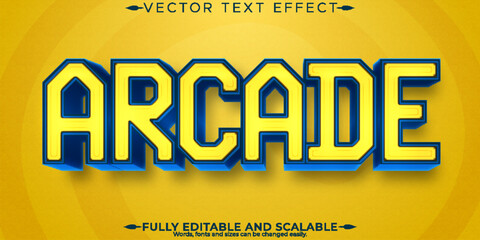 Wall Mural - Arcade text effect, editable game and retro text style