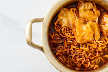 Wall Mural - Korean instant noodles with dumplings